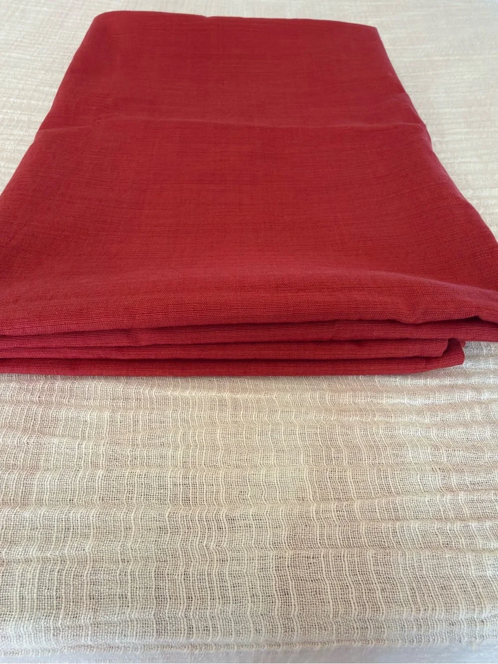 🍁🍽️ Threshold Terracotta Red Large rectangle Tablecloth 51” x 70” Like New ✨🌿